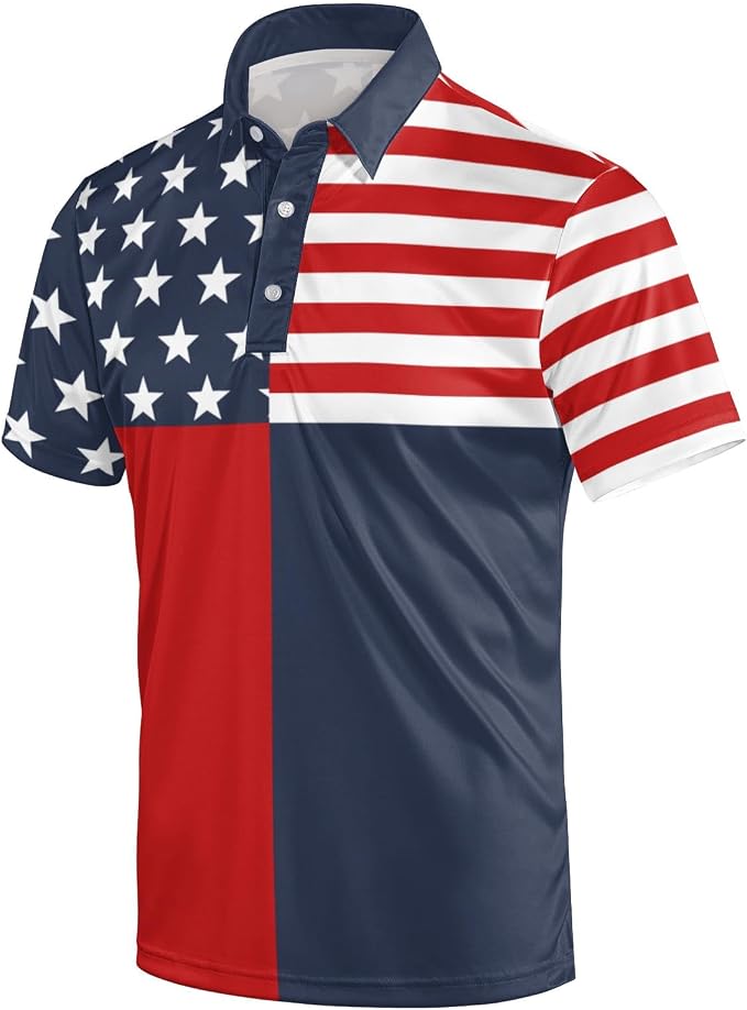 Polo Shirts for Men Moisture Wicking Mens Polo Shirts Patriotic Shirts for Men