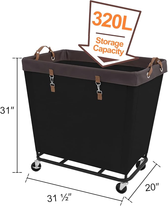 StorageWorks 320L Laundry Basket with Wheels, Rolling Hampers for Clothing