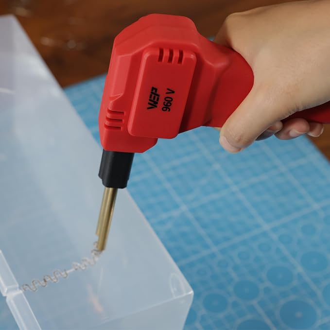 WEP 960-V Red Plastic Welder Kit 110V with LED Lights with 200 Hot Staples and Pliers for Car Bumper Plastic Welding, Plastic Gas Tank Repair, a Great Automotive Tools for Mechanics