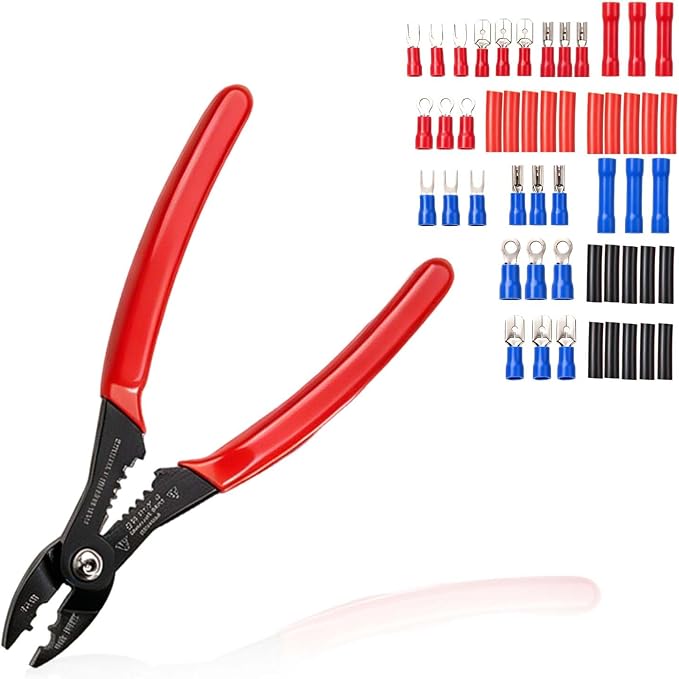4-in-1 Multi Purpose Electricians Pliers with Wire Cutter, Crimper, Gripper, Stripper| Compact Wire Stripper Terminals Kit| Crimping Tool for 12-20AWG Insulated & Non-Insulated Wires
