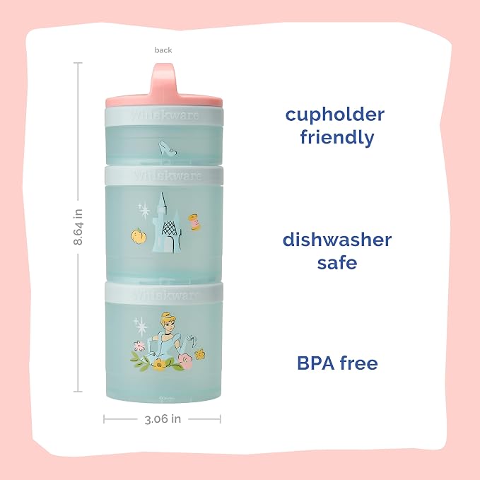 (Cinderella) DiSNEY PRINCESS Whiskware Stackable Snack Pack - 3 Jar + Handle - Pink/Blue/Blue