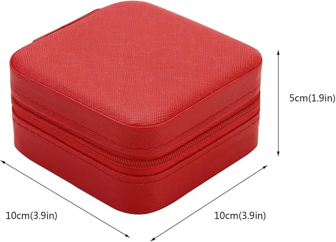 TRODANCE Mini Jewelry Case, Small Travel Jewelry Organizer, Portable Jewelry Box Mini Storage Organizer Display Box For Rings Earrings Necklaces (Red-4pcs)