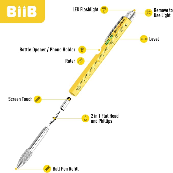 BIIB Mens Gifts for Husband Dad, 9 in 1 Multitool Pen, Personalized Fathers Day Gift Ideas, Anniversary Birthday Gifts for Men Him