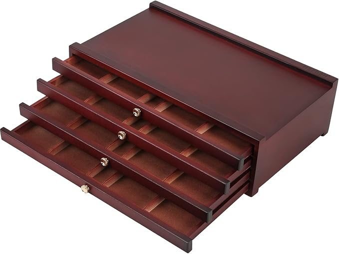 MEEDEN 4-Drawer Wood Artist Supply Storage Box, Portable Beechwood Multifunctional Pencil Brush Organizer Wood Box with Drawer&Compartments for Pastels, Pencils, Pens, Makeup Brushes(Deep Walnut)