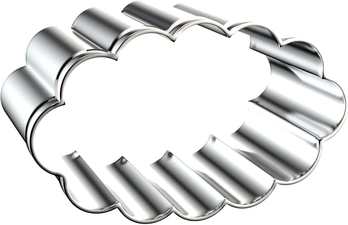 Scalloped Edge Oval Cookie Cutter Set Large - 5 Inch, 4 Inch, 3 Inch, 2 Inch - Fluted Wavy Oval Cookie Cutters Shapes Clay Molds - Stainless Steel