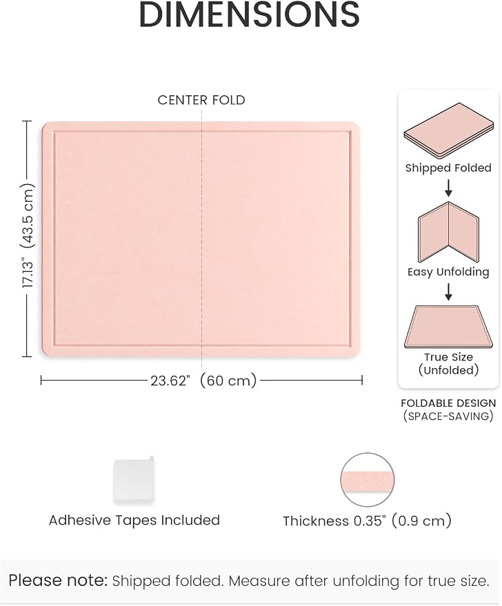 Fluxynara 23.6" x 17.1" Bulletin Board, Pink | Cork Board Alternative with 12 Removable Adhesive Tabs, Foldable Felt Pin Board for Home, Office, Classroom & Dorm