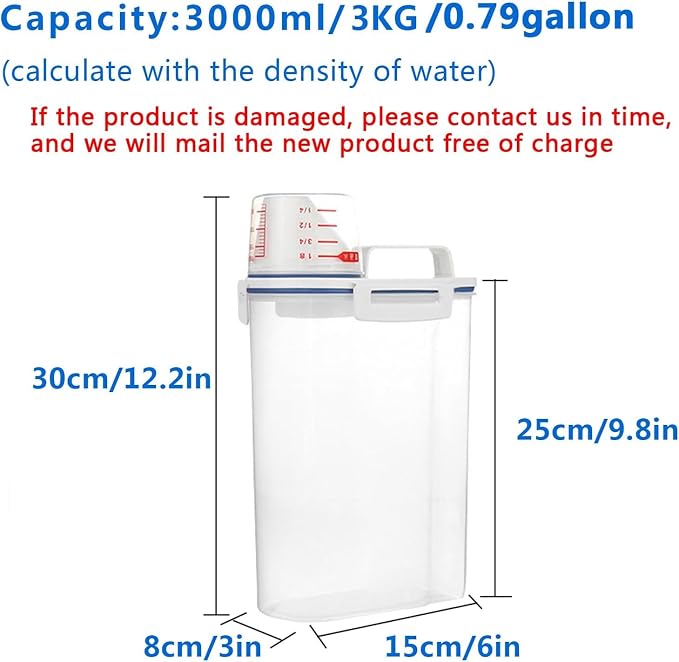 5.5 Lbs Rice Airtight Dry Food Storage Container Set of 4, Rice Storage Bin Cereal Containers Dispenser, Thicken Plastic Clear Food Storage Box with Pouring Spout, Measring Cup for Grain, Flour Snacks | BPA Free, Airtight Lid, with Pouring Spout, Clear...