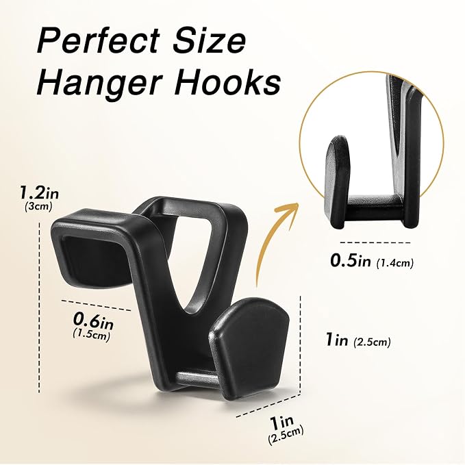 HOUSE DAY Space Saving Hanger Hooks 60 Pack, Black Clothes Hanger Connector Hooks, Heavy Duty Hanger Hooks Space Saver, Premium College Dorm Room Essentials, Good Closet Organizers and Storage | Black, Heavy Duty Hanger Hooks Space Saver, Premium Colle...