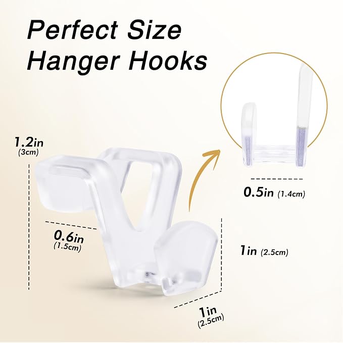 HOUSE DAY Space Saving Hangers 100 Pack, Clear Hanger Connector Hooks | Heavy Duty Hangers Space Saver, Premium College Dorm Room Essentials, Closet Organizers and Storage