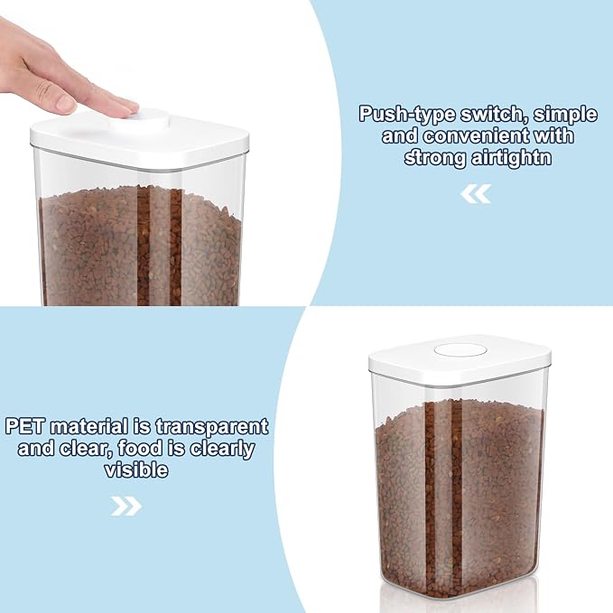 LEAWALK 5-8 Lbs/6Qt Airtight Dog Cat Food Storage Container and Pet Storage Bin BPA-Free, PET Clear Stackable Dog Treat Containers Measuring Scoop Suitable for Dogs Food, Cats Food and Other Dry-2Pack