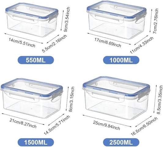 4 Pack Refrigerator Organizers and Storage,Stackable Refrigerator Organizer Bins with Lids,Clear Plastic Food Storage Bins for Kitchen, for Fruit, Vegetable, Food, Drinks, Cereals(COLOR:Transparent)
