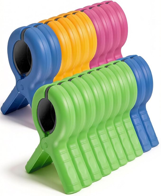 20 Pack Beach Towel Clips Heavy Duty Large Beach Essentials Chair Pool Clip | Beach accessories Silicone Protection Rust Resistant Spring Reusable Multi Use for Beach boat Cruise Camping and Outdoors