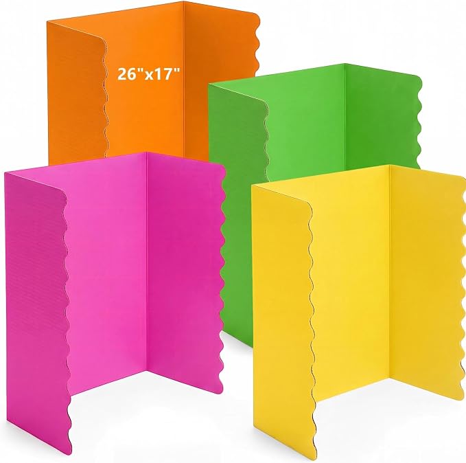 Mooliwe 4 Pack 26" x 17" Trifold Poster Board Tri Fold Poster Boards Foldable Corrugated Business Presentation Display Paper Boards for Science Fair Events, School Projects, Exhibitions