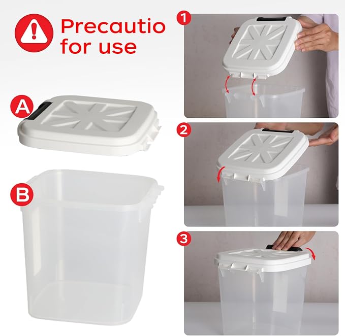 LivLab Mker Pet Food Storage Container, 5 lbs Dog Cat Treat Storage Bin with Lid, Dry Food Storage for Dog Treats, Cat Food, Cereal, Rice, Birds (4 lbs) - White