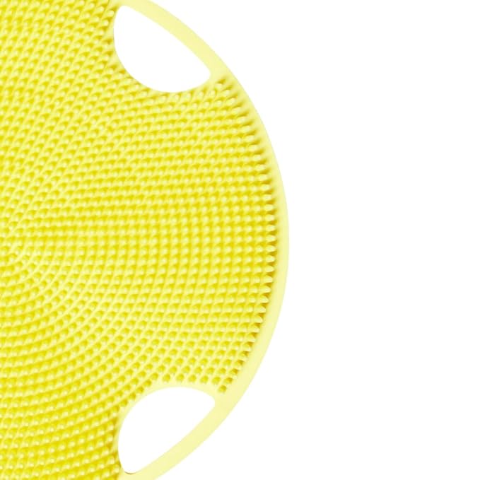 Boie USA Flat Body Scrubber - Soft Silicone-Like Exfoliating Shower Scrubber & Body Cleansing Brush - Stick-to-Wall Loofah Replacement - Body Exfoliator for All Skin Types (Yellow)