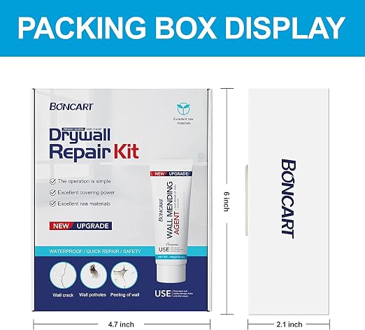 BONCART Spackle Wall & Drywall Repair Patch Kit with Tools | Includes Wall Putty, Scraper, Sanding Sponge, And Aluminum Patches. For Wall Cracks And Nail Holes.