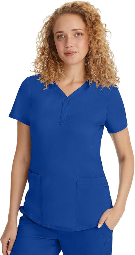 Healing Hands Purple Label Jane Scrub Top for Women Y-Neck Design | 2 Patch Pockets, Slim Fit Side Vents, Fitted Shirttail Silhouette, Breathable Comfort, Easy Care Fabric, Made for Every Shift