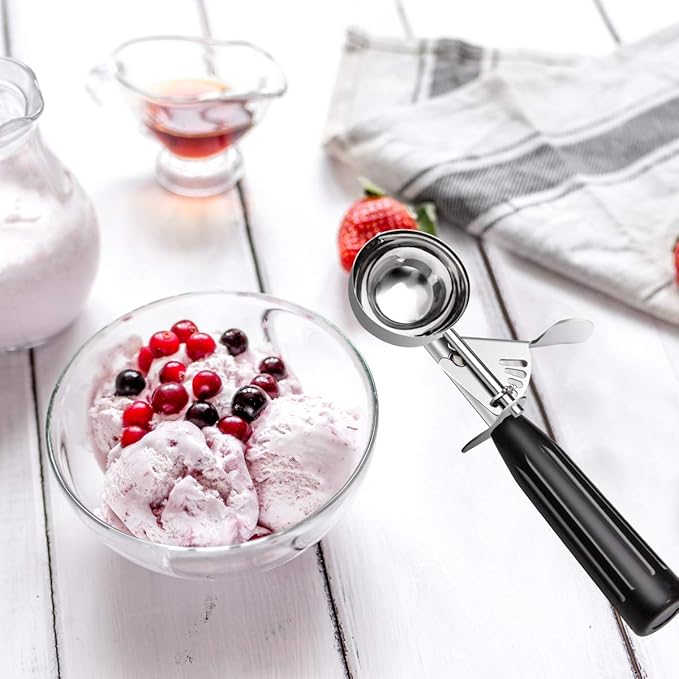 TOPKITCHEN Commercial-Grade Ice Cream Scoop 1 oz, 18/8 Stainless Steel Cookie Scoop with Plastic Handle, Portion Control Disher Scoop for Bakeries,Restaurants & Dessert Shops, #30, Black