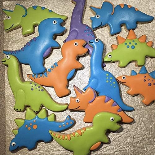 Ann Clark Dinosaur Cookie Cutter 7-Pc. Set (T-Rex, Brontosaurus, Stegosaurus, Triceratops, Dino Foot, Egg, Palm Tree), Made in USA