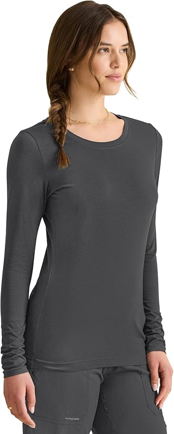 Healing Hands Underscrub Long Sleeve Women Knits Scrub Tops | Soft Cotton Blend Knit, Breathable Stretch Comfort, Machine Wash, Easy Care Fabric, Ideal For Layering Under Scrubs