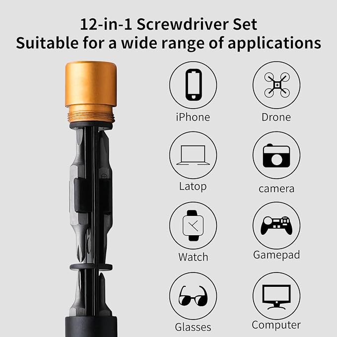 HengTianMei Eye Glasses Screwdriver Kit 12 in 1 Magnetic Screwdriver Set, Small Screw Driver Repair Tool Set for Eye Glasses Xbox, Computer, Phone, Macbook, Laptop, Game Console, Watch