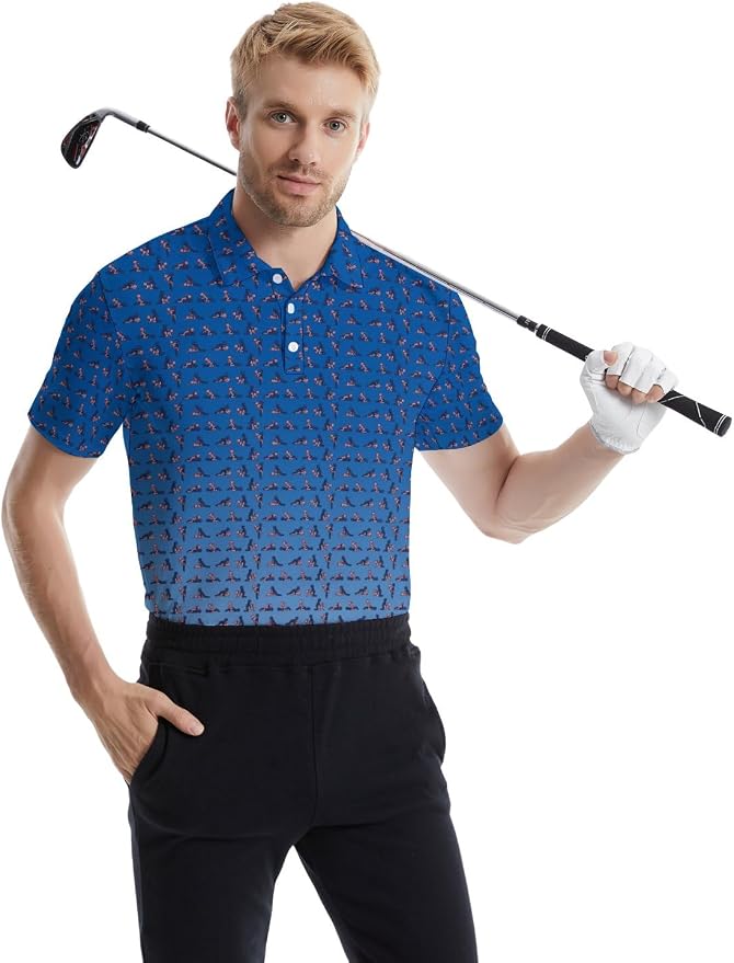 Polo Shirts for Men Moisture Wicking Mens Polo Shirts Patriotic Shirts for Men