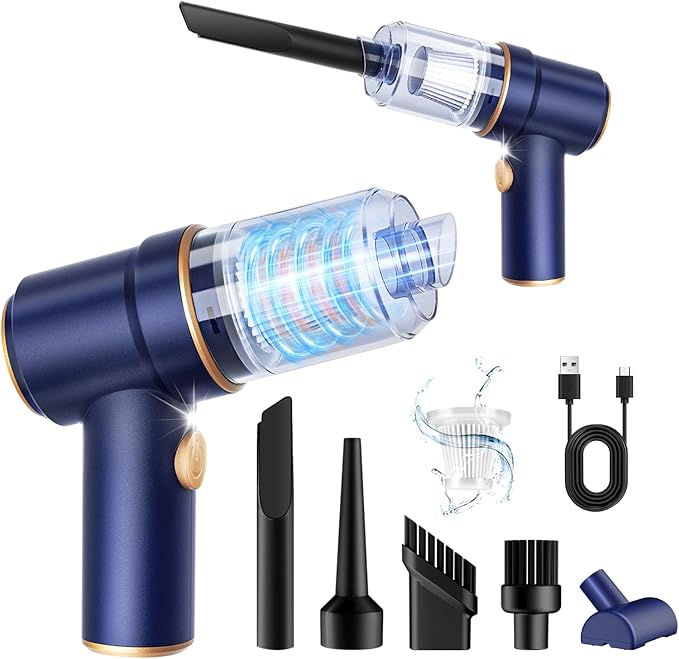 KMM Handheld Car Vacuum Cleaner, Hand Held Vacuum Cleaner and Air Duster | 9000PA Strong Suction, Cordless, 120W High Power, Multi-Nozzles & LED Light, for Home, Car, Office, Pet