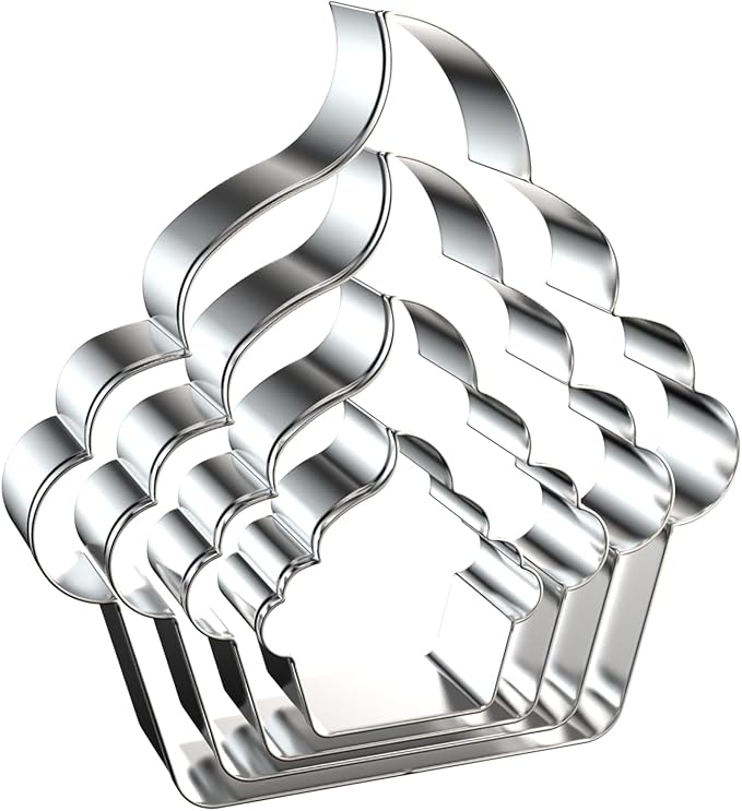 Cupcake Cookie Cutter Set - 5 inch, 4 inch, 3 inch, 2 inch - 4 Piece Summer Ice Cream Cookie Cutters Shapes Molds - Stainless Steel