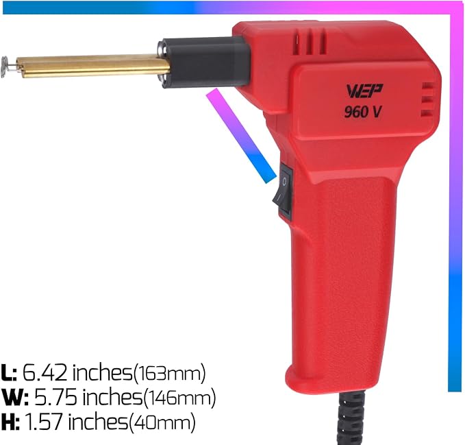 WEP 960-V Red Plastic Welder Kit 110V with LED Lights with 200 Hot Staples and Pliers for Car Bumper Plastic Welding, Plastic Gas Tank Repair, a Great Automotive Tools for Mechanics
