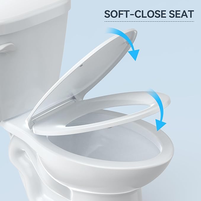 Two Piece Toilet, Elongated Bowl and Locking PP Lid - Side Push Handle, CUPC Certified, Water Efficient 1.28 GPF, Modern Design