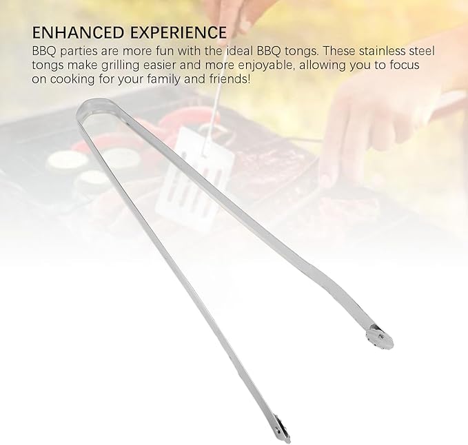 BBQ Sausage Turning Tongs, 304 Stainless Steel Long Handle Kitchen Tongs for Cooking Smooth Turning Action Sausage Grilling Tongs for Bacon Steak Meat Vegetables