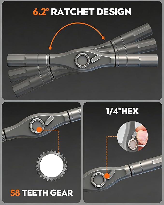 Saker 42-in-1 Magnetic Screwdriver Kit with T Handle Multi-Bit Ratchet Screwdriver Set Gifts for Father, Dad, Home, Computer, Bicycle, Furniture, DIY Dark Grey