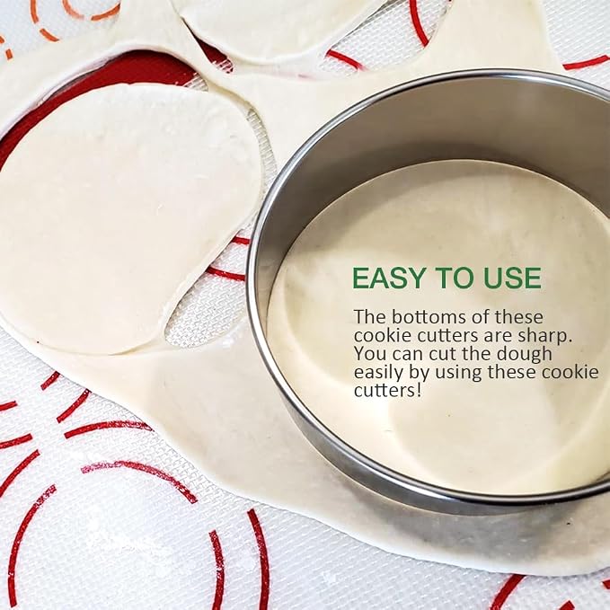 14 PCS Circle Cookie Cutters, Stainless Steel Biscuit Cutter Set(Silvery)