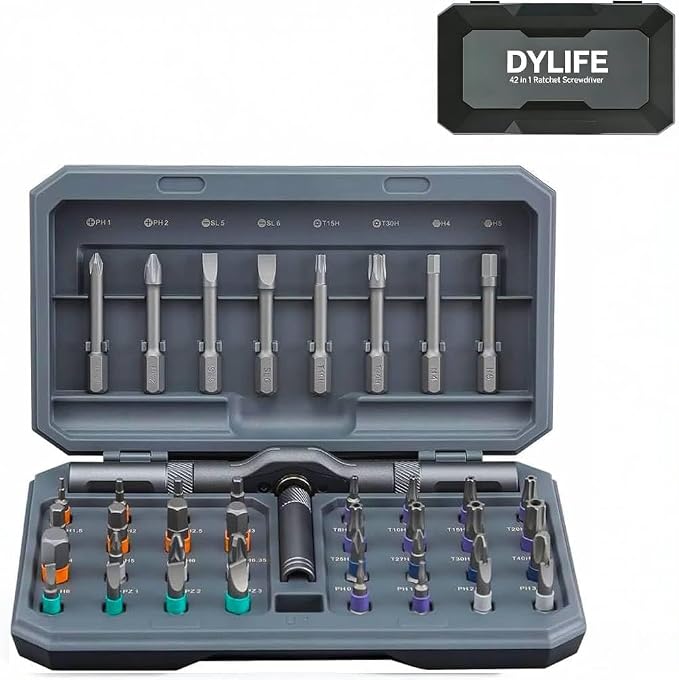 DYLIFE 42 in 1 Magnetic Screwdriver Set, DIY Ratchet Screwdriver Set, Removable Self-assembly Precision Screwdriver Kit, Magnetic DIY Precision Tool Kit for PC Laptop Mobile Cell Phone Digital Watch | DIY Ratchet Screwdriver Set, Removable Self-assembl...