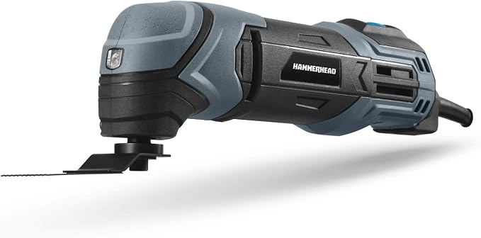 Hammerhead 2.2-Amp Oscillating Multi-Tool with 1pc Flush Cut Blade, 1pc Semicircle Saw Blade, 1pc Sanding pad, 3pcs Sanding Paper - HAMT022