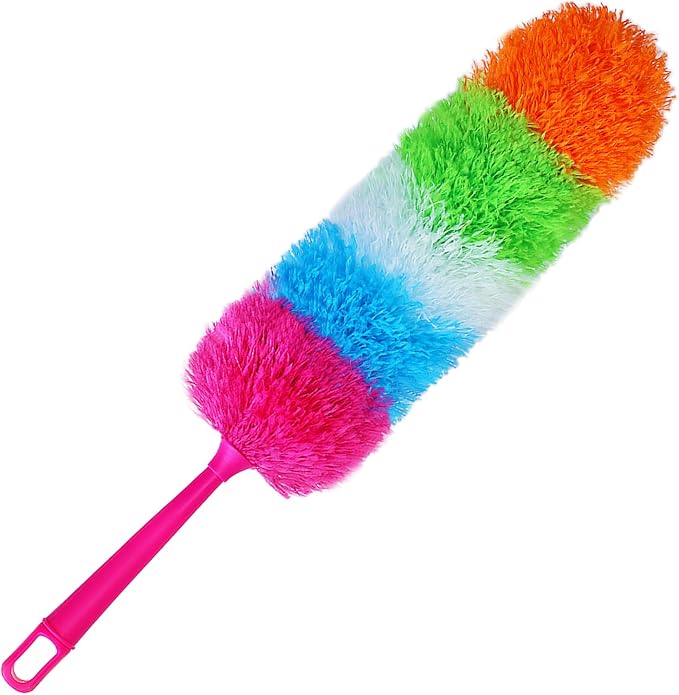 20-Inch Microfiber Hand Duster, Car Interior Detailing Duster, Rainbow Feather Duster for Car, Home, Office Cleaning