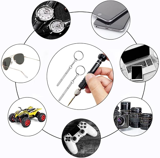 PTSLKHN Eyeglass Repair Kit, 5-in-1 Multifunctional Small Screwdriver, S2 Steel Eyeglass Screwdriver Kit for Eyeglass, Sunglasses, Electronics, Cellphone, Jewelry and More (Black 5in1)
