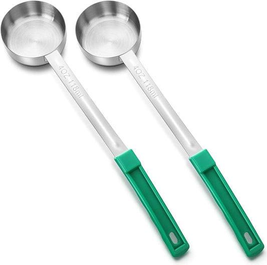 Teenyyou 2 Pcs Portion Control Serving Spoons, Restaurant Measuring Serving Ladle Utensils, Portion Spoons for Weight Loss, Kitchen(Green,4 oz,Solid)