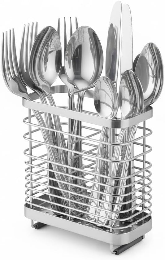 Kitchen Utensil Drying Rack, 18/8 Stainless Steel Chopsticks Spoon Fork Knife Basket Flatware Storage Drainer, Cutlery Holder for Kitchen Counter （6.1x2.95x6.5 inch）