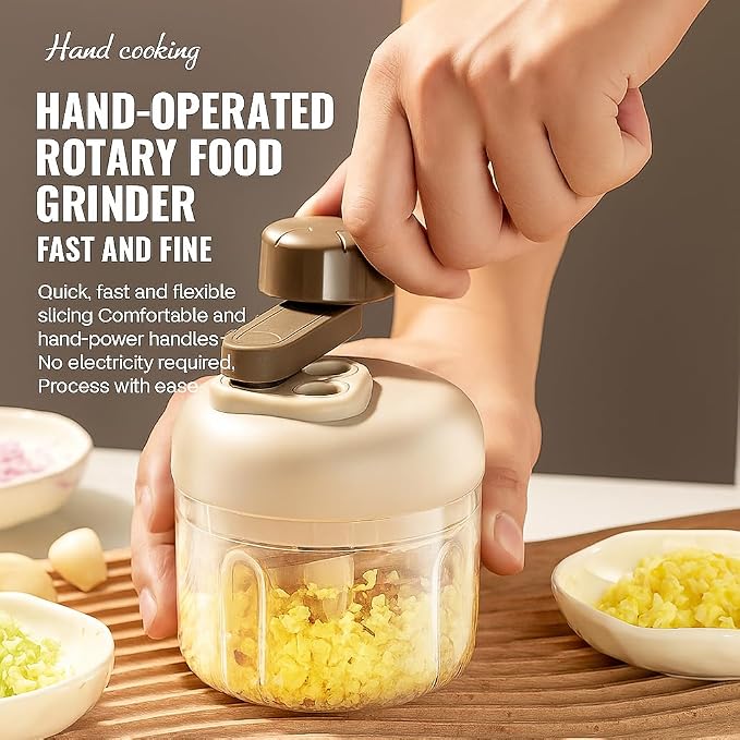 Manual Food Processor with 3-Speed Adjustable Crank,Hand Crank Food Chopper - Manual Multifunctional Portable Kitchen Gadget for Mincing Garlic, Vegetables, and Nuts