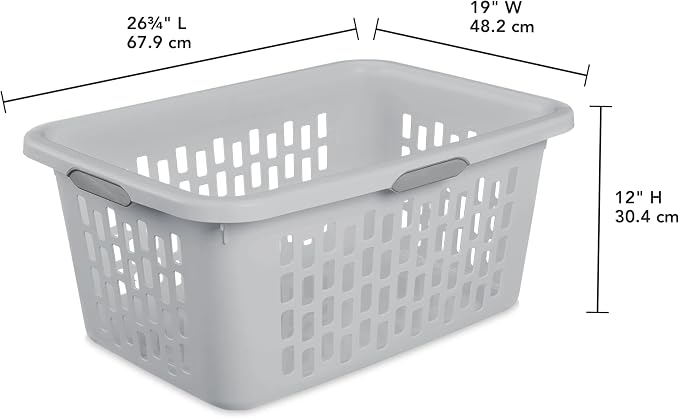 2-Bushel Plastic Laundry Hamper with 4 Ergonomic Handles – BPA-Free, Spacious Design for Household Use, Gray (1PC)