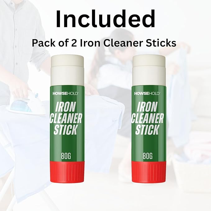 HowseHold Hot Iron Cleaner for Burnt Iron Plate - Pack of 2 80g Sticks, Effective Iron Cleaner Stick for Easy Removal of Residue Burn Marks from Iron Plate Suitable for Steam Irons