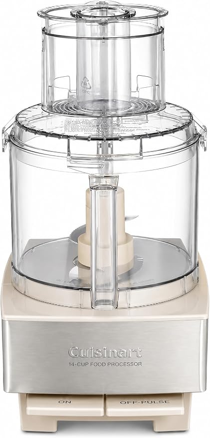 Cuisinart Food Processor 14-Cup Vegetable Chopper for Mincing, Dicing, Shredding, Puree & Kneading Dough, Cream Stainless Steel, DFP-14CRM