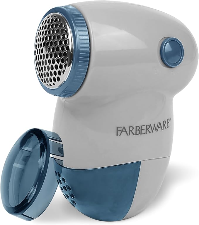 Farberware Fabric Shaver & Lint Remover for Clothing, Small, Portable | Triple blade sweater shaver removes pilling, fuzz, and lint balls from clothes, couch, and furniture, battery operated