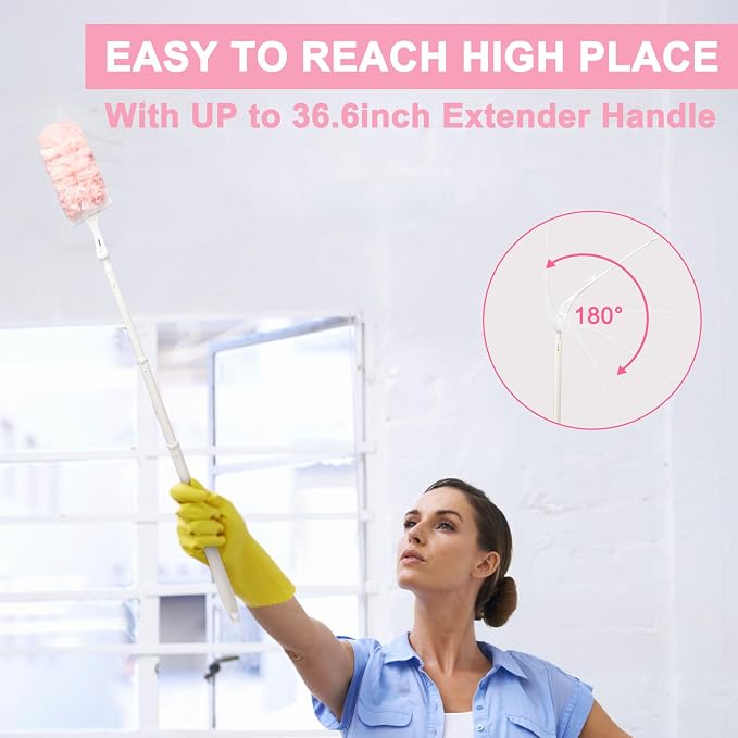 KeFanta Duster Refills Kit with 3ft Extended Handle,Short Handle,30 Refills | Heavy Duty Duster Refill Kit for Swiffer Duster, 4X Microfiber Multi Surface, 3 ft Extended Handle,1 Short Handle,30 Refills