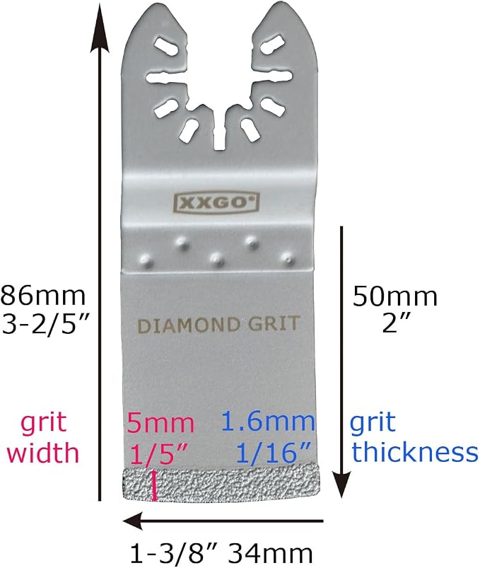 XXGO 4 Pcs Oscillating Multi Tool Diamond Blades for Grout Removal XG3304D | Best for Plaster Mortar Thinset Grout Removal Joints Cleaning Stucco Concrete Block Brick Cutting Shaping Grouting