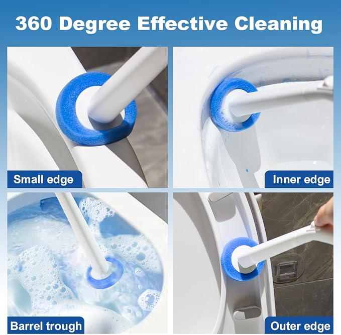 CQT 40 PCS Toilet Bowl Wand Head Easy to Clean Toilet Brush Head Compatible with CQT Wand Refill