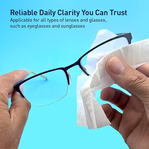 Flents Lens Wipes, Wipe 'N Clear Basic, 100 Count, Pre-Moistened | Streak-Free, Safe for Glasses, Sunglasses, Gentle Cleaning, Clear Vision, Streak-Free, Individually Wrapped for Travel