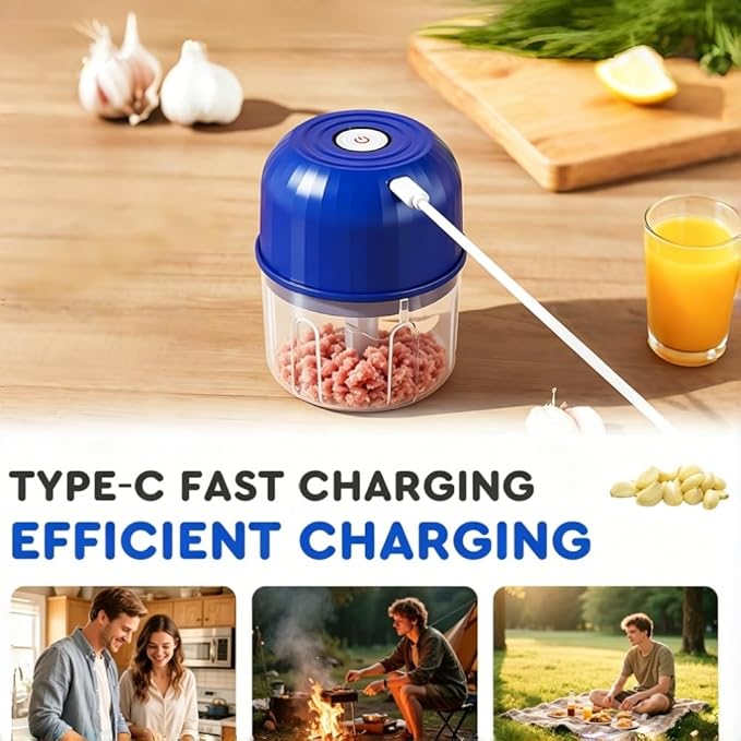 Electric Garlic Chopper, 2026 New Mini Portable Veggie Chopper Garlic Grinder Masher Onion Chopper, Rechargeable Wireless Food Processor for Garlic Onion Ginger Chili Vegetables Meat (Light Green)