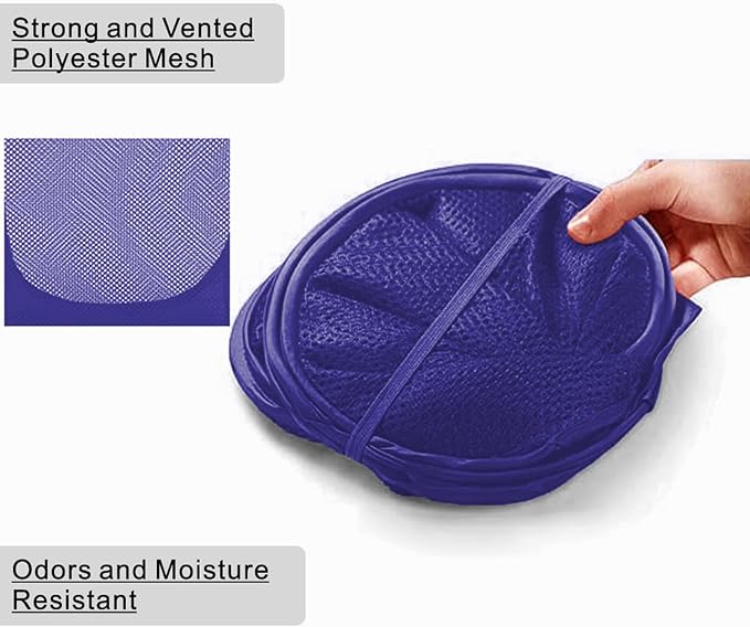 BATTOO Deluxe Strong Mesh Pop up Laundry Hamper Basket with Side Pocket Foldable Hamper for Laundry Room, Bathroom, Kids Room, College Dorm or Travel Royal Blue